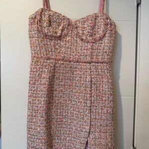Self-Portrait Pink Tweed Mini Dress
